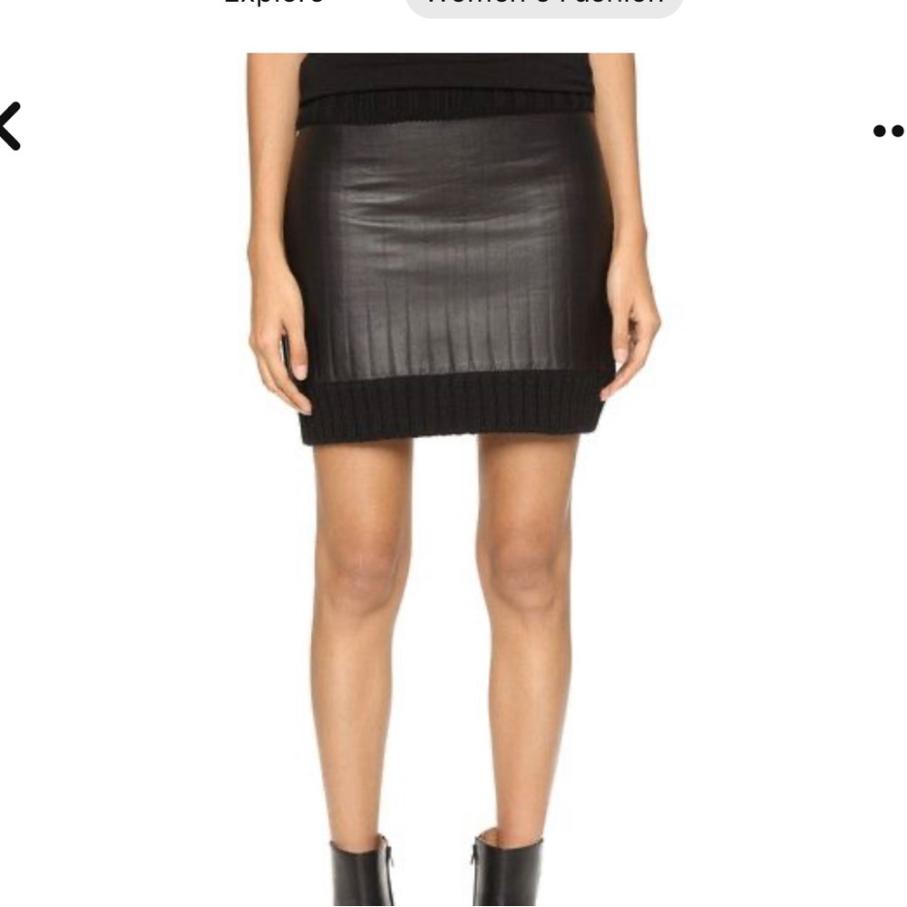BRAND NEW Vera Wang Collection Ribbed Knit Skirt with Leather Trim